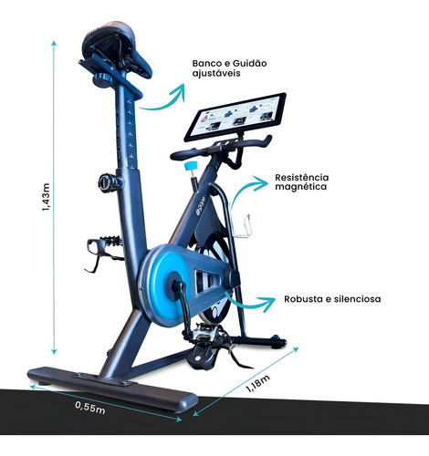 Bicicleta Ergométrica Seminova Goper Smart Bike Indoor Spinning Com Tela De 21
