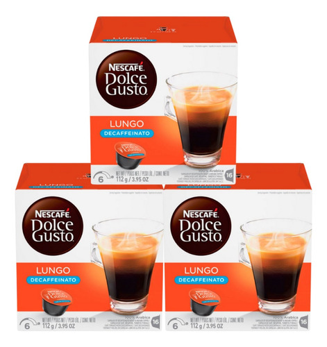 Capsulas Dolce Gusto Descafeinado Lungo X3 Cajas 48 Unidades