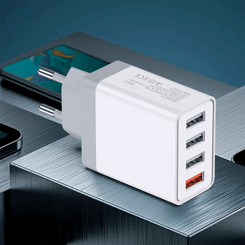 Carregador Caixinha Turbo Compacto 4x Usb Cor Branco