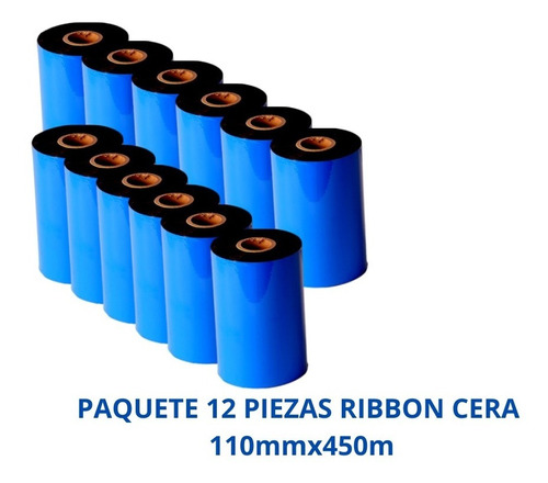 12 Piezas De Ribbon Cera 110x450 Negro Impresoras Térmicas