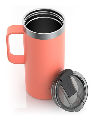 Imagen 4 de 9 de Taza Térmica De Viaje Rtic Coral Matte Con Tapa, 16 Oz Pc