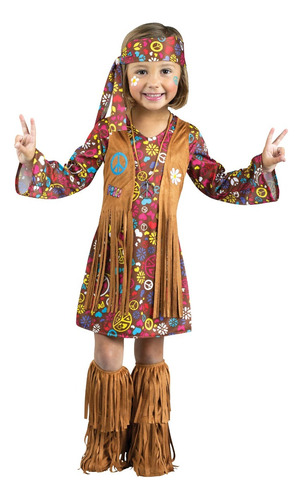Disfraz Original Para Niñas Peace & Love Hippie Disfraces