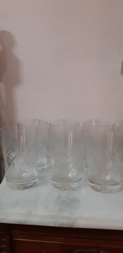 10 Vasos Altos De Whisky Tallados Antiguos
