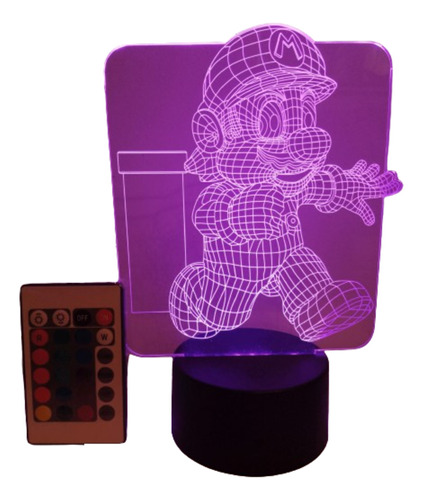 Lampara Led 3d Mario Bros Cuerpo Entero Con Control Remoto 