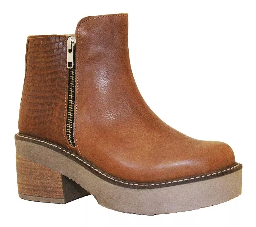 Bota Cuero Mujer Reptil Zapatos Sarai Blood South Botinetas