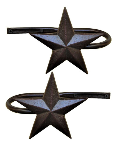 Sujetadores De Cortina Con Estrella De Metal Rústico Marrón