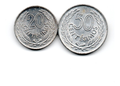 Uruguay Lote 2 Monedas 20 Y 50 Centesimos Año 1965 Km#44-45