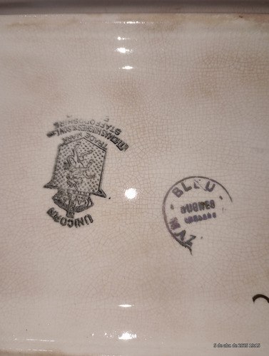 Bandeja Masitera Antigua, Loza Inglesa, Unicorn Blanco Lisa (Usado)