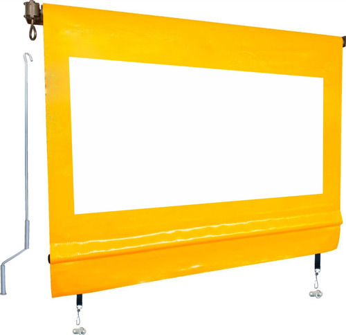 Toldo Retrátil Completo Com Tubos - Sob Medida 3,10 X 2,50 Cor Amarelo Com Visor