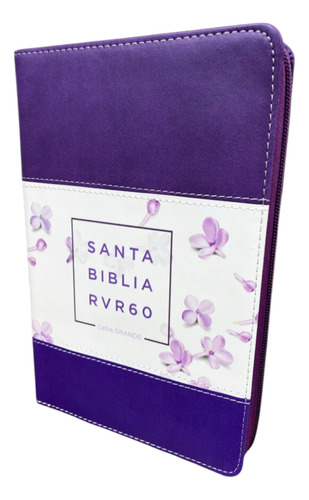 Biblia Rvr60 Imitación Piel Lila 12 Puntos Abba Lila Flores