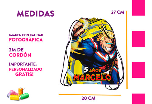Recuerdos Morralitos Bolo My Hero Academy Personalizado 55u