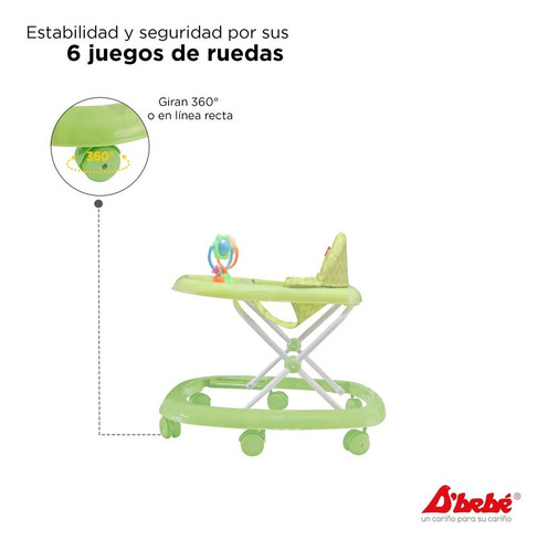 Andadera D Bebe Zoo Altura Ajustable Color Verde