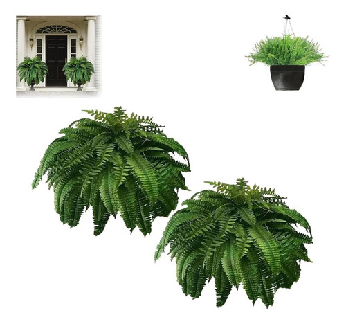 Plantas Artificiales Helecho Boston Hierba Decorativa 2 Unid