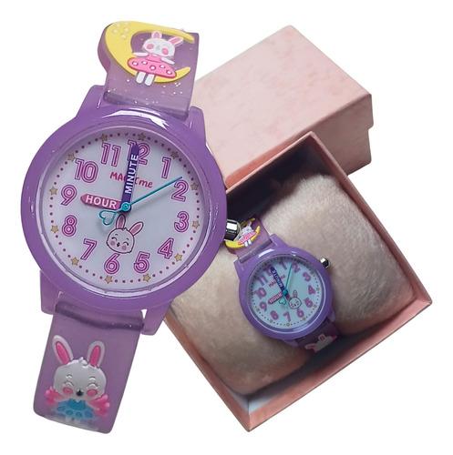 Relógio De Pulso Magicme Premium Com Corria De Silicone Cor Roxo - Fondo Branco
