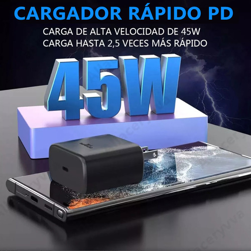 Allaceryvva® Cargador 3M Tipo C Super Rapid de 45 W para Samsung S25 Ultra/S24 Ultra/S23 Ultra/S22 Ultra para iPhone 15/16 Pro Max