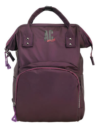 Mochila Engomada Impermeable Boca Pez Agarrate Catalina Violeta Oscuro Liso