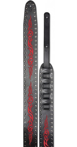 Correa Stagg De Cuero Guitarra Negra Tribal Rojo Sll21blk