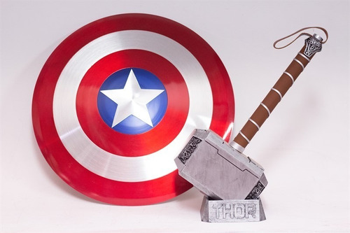 Escudo Do Capitão América + Base + Martelo Do Thor +base 