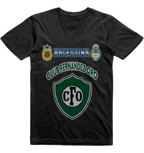 Remera Infantil Negra Club Fernandez Oro Rio Negro