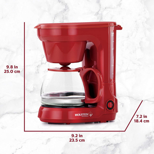Cafetera Holstein Housewares Para 5 Tazas, Color Rojo
