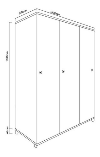 Imagen 3 de 10 de Placar Ropero 2 Puertas Delos Ecoplus 140 Moderno