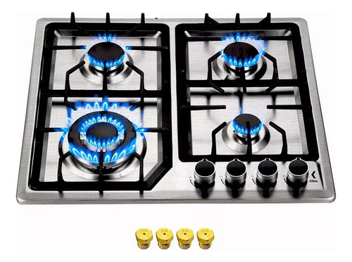 Parrilla A Gas De Acero Inoxidable 4 Quemadores Empotrable Plateado