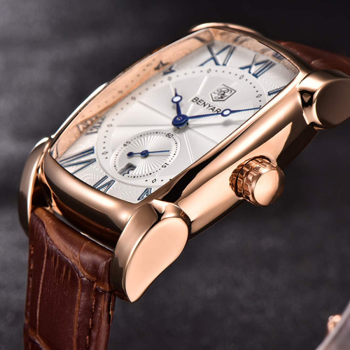 Reloj Benyar Para Hombre, 5114m, Cuadrado, 3atm, Resisten...