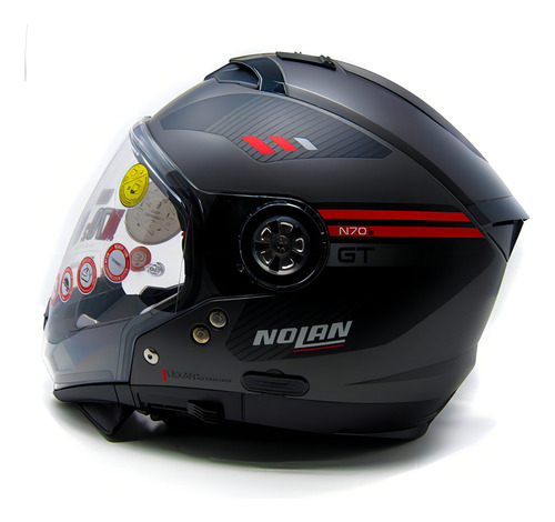 Capacete Nolan N70-2 Gt Bellavista N-com cinza/vermelho fosco 3 em 1 cor preto/cinza/vermelho tamanho L