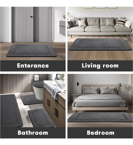 Juego De Alfombra De Baño De Espuma De Memoria De Color Gris