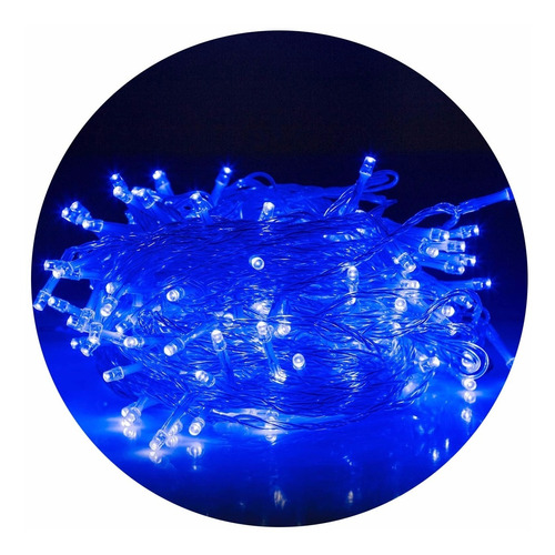 Tira De 100 Luces Led Azul Navidad De 8 Metros