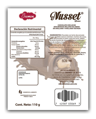 Chocolate Nusset Bremen Bolsa Pouch 110g