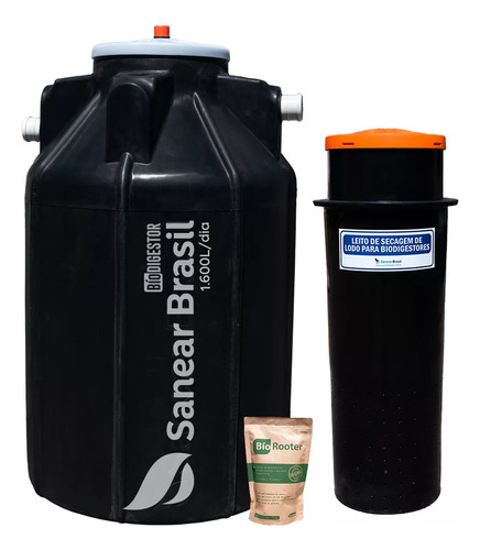 Fossa Biodigestor 1600l Com Caixa Lodo Sanear Brasil Caixa Preta