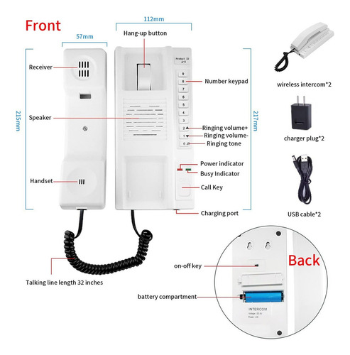 2pcs Sistema De Intercomunicación Inalámbrico 433mhz Walkie