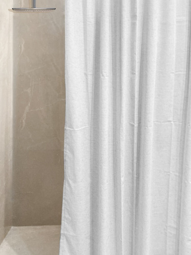 Imagen 5 de 5 de Cortina De Baño Tela Lino + Ganchos + Protector