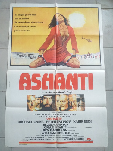 Poster Afiche Cine Acción Aventura Ashanti - M. Caine *