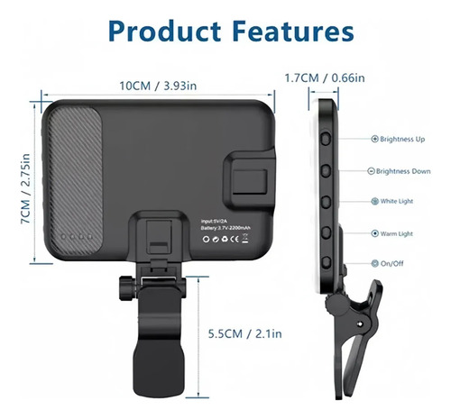 Luz Led Recargable Para Selfies, Luz De Relleno