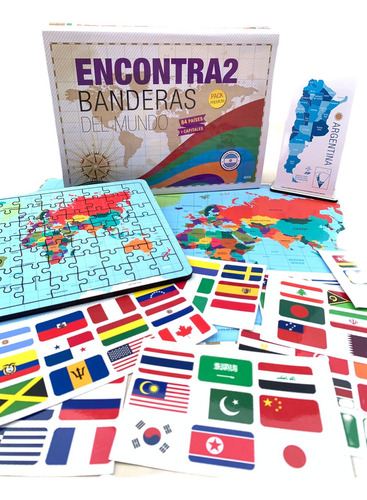 Juego De Memoria Encotra2 Banderas Del Mundo Pack Premium