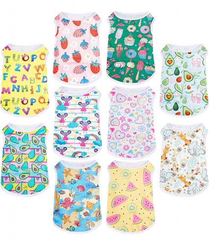 10 Unidades De Hermosas Camisas De Cachorro Estampadas Para