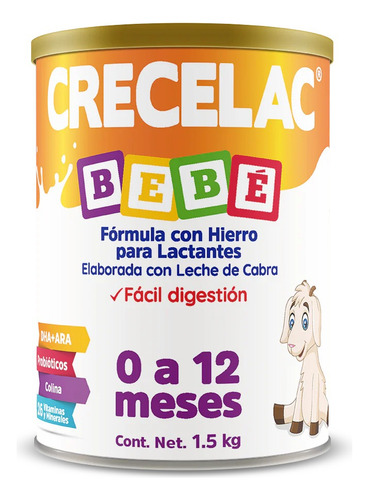 Crecelac Fórmula Con Hierro Para Bebé 0-12 Meses 1.5 Kg Sfn