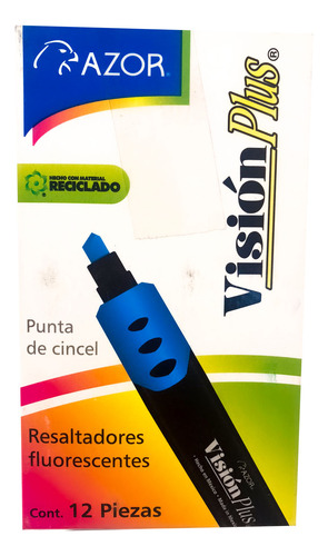 Marcatextos, Vision Plus, Azul Fluor, 1 Caja/12 Pzs. Azul