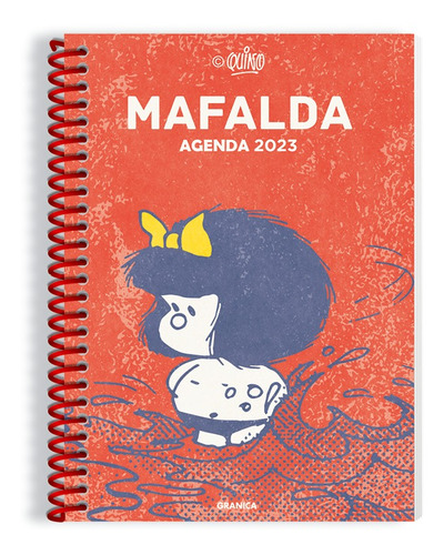 Imagen 1 de 6 de Agenda Mafalda 2023 Anillada Con Modulos Roja