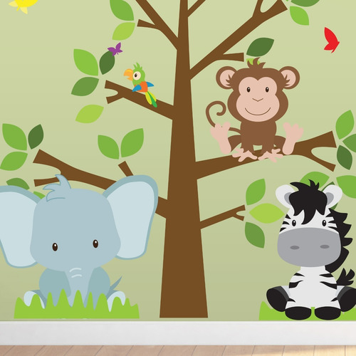 Imagem 5 de 7 de Adesivo Parede Infantil Árvore Safari Frete Gratis
