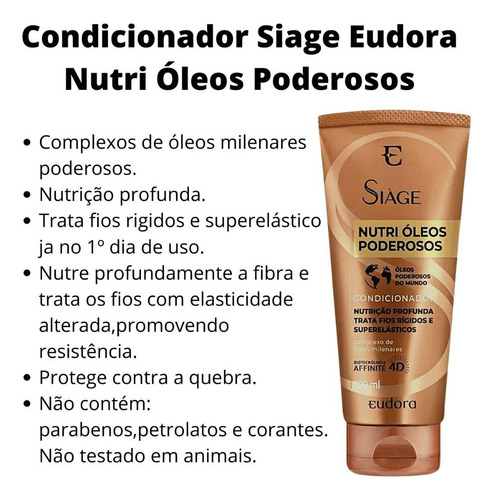 Condicionador Siage Eudora Nutri Óleos Poderosos 200ml