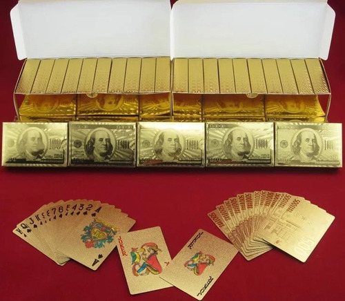 Baraja De Poker Imitación En Chapa De Oro; Reverso $100us.