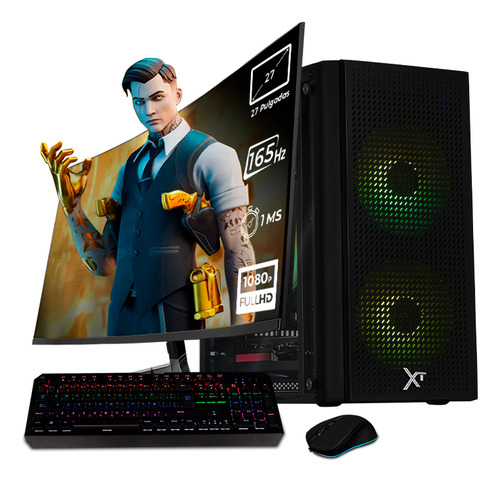 Xtreme Pc Gaming Amd Radeon Rx 7600 Ryzen 5 8400f 32gb Ddr5 Ssd 1tb Monitor Curvo 27 165hz Wifi Air Max Black