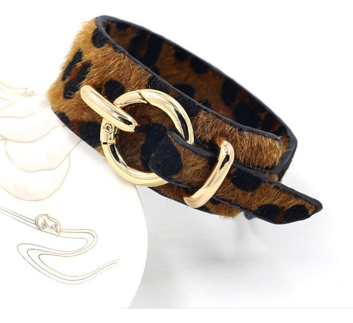 Pulsera De Pelo De Caballo Con Estampado De Leopardo De Pu