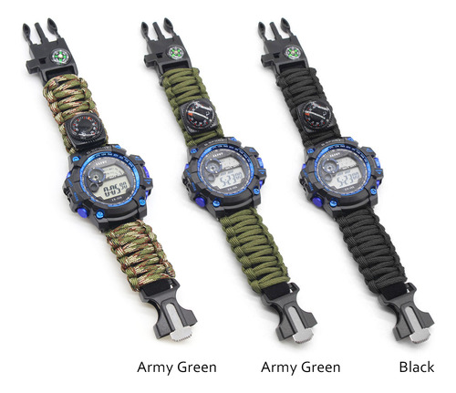 Reloj Deportivo De Supervivencia Digital 6 En 1 Con Paracord