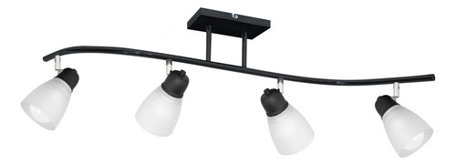 Aplique 4 Luces Tulipa Moderno Techo Barral Curvo Led E27 Estructura Negro/cromo