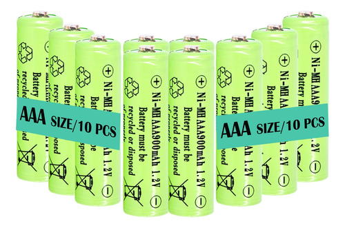 Paquete 10 Baterías Aaa Recargables De 1.2 V Y 900 Mah Para