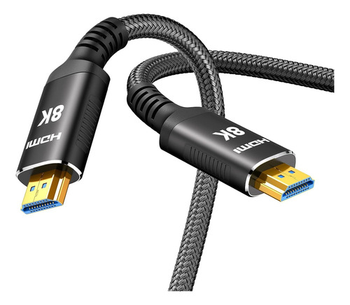 Cable Hdmi Snowkids Trenzado 8k, 45 M, 144 Hz, 48 Gbps, Negr